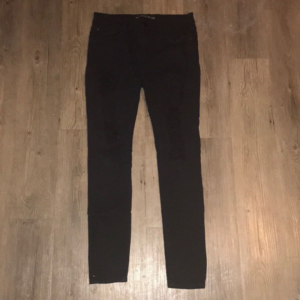 Ripped black skinny jean leggings by Express
